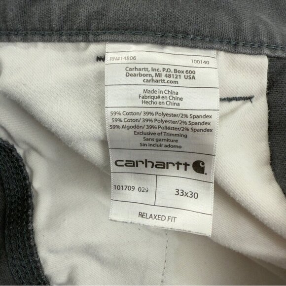 Carhartt Full Swing Relaxed Fit Grey Pants Mens Sz 33x28 101709-029 Style Number - Picture 4 of 14